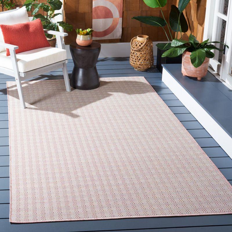 Hampton Light Pink Multi Square Indoor Outdoor Rug