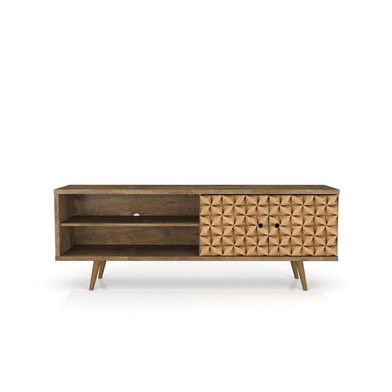 Liberty 2 Shelves and 2 Doors TV Stand for TVs up to 60" 3D Prints Rustic Brown - Manhattan Comfort: Mid-Century Modern Entertainment Center