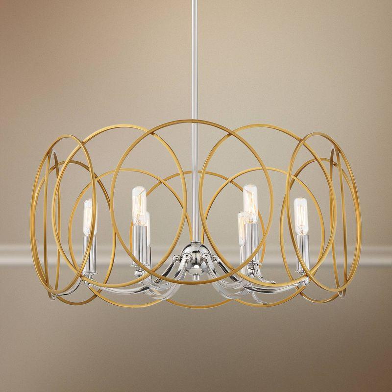 Minka Lavery Honey Gold Polished Nickel Chandelier 24 3/4" Wide Modern 6-Light Fixture for Dining Room House Foyer Kitchen Bedroom