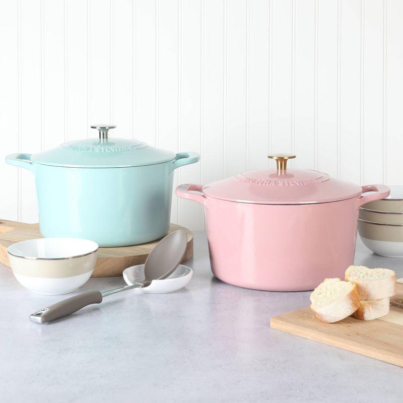 Martha Stewart Gatwick 7qt Enamel Cast Iron Dutch Oven Blue: 7 Quart Pot, Oven-Safe, Smooth Surface Compatible