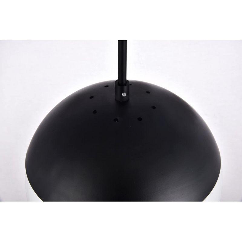 Elegant Lighting Eclipse 1 Light Black plug in pendant With Frosted White Glass