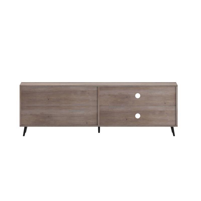 Merrick Lane Mid-Century Modern TV Stand for TV's up to 60" with Adjustable Shelf and Two Drawers in Walnut