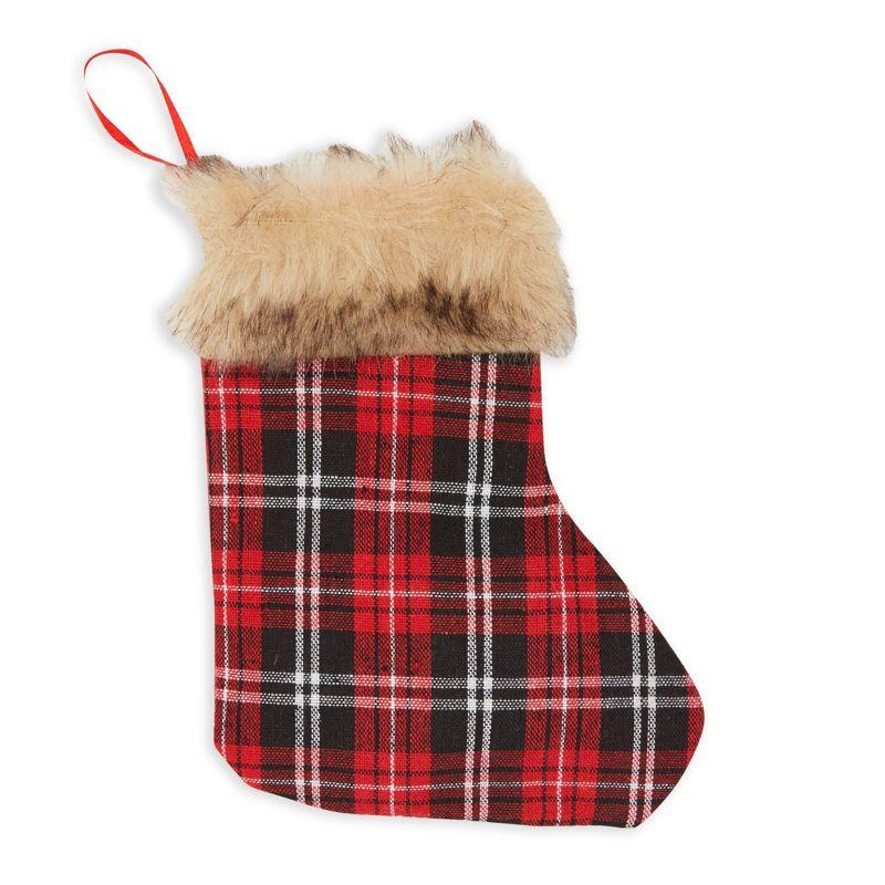 Okuna Outpost 12 Pack Mini Christmas Stockings, Red Buffalo Plaid Holiday Decor (6 x 8 in)