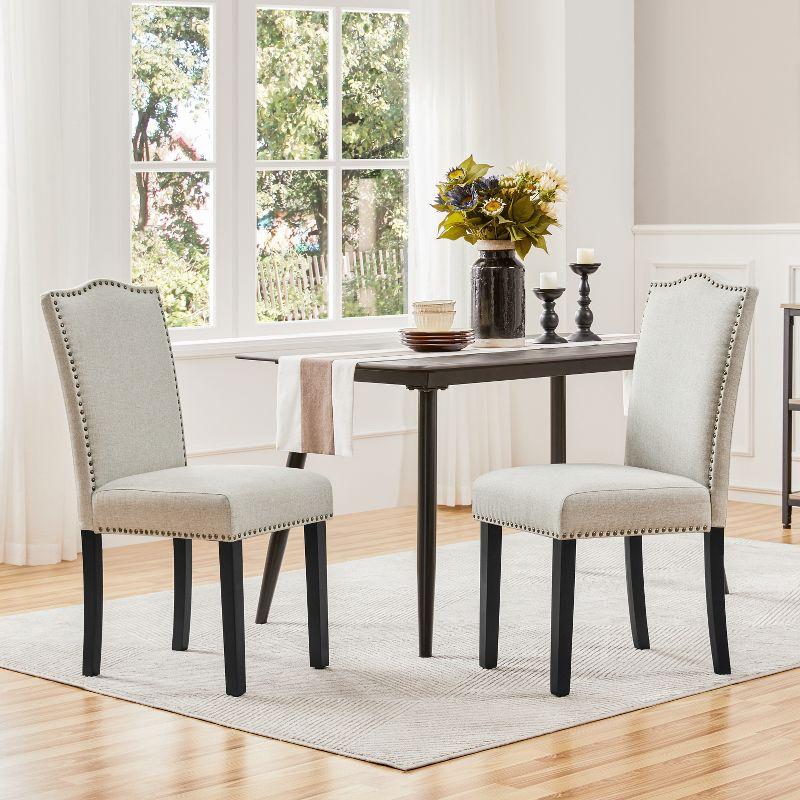 Yaheetech Set of 2 Modern Fabric Upholstered Dining Chairs for Living Room Dining Room, Beige