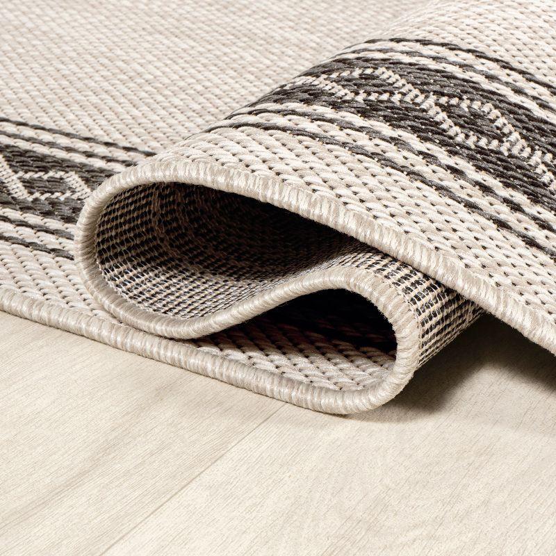 3' x 5' Lucia Classic Diamond Border Indoor/Outdoor Area Rug, Cream/Black - JONATHAN Y
