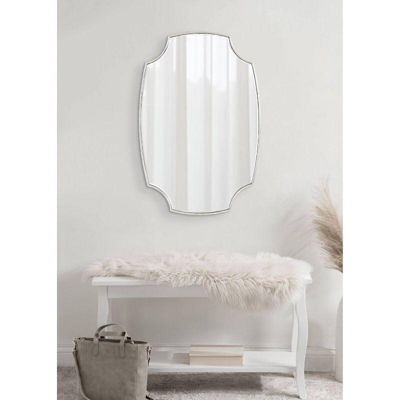 Luxurious Scalloped Edge 34'' Silver Wall Mirror with Gold Accents