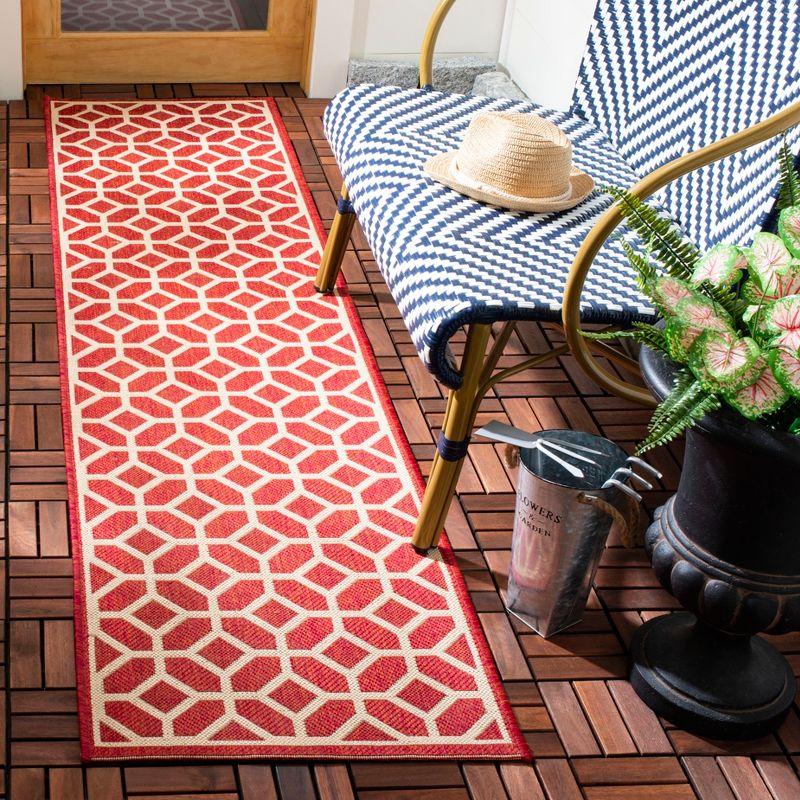 Beach House BHS127 POWER LOOMED Indoor/Outdoor Runner Rug - Red/Creme - 2'2"x6' - Safavieh