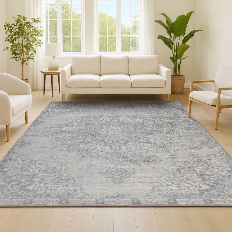 8' X 10' Modern Persian Vintage Moroccan Medallion Area Rug, Light Gray - JONATHAN Y
