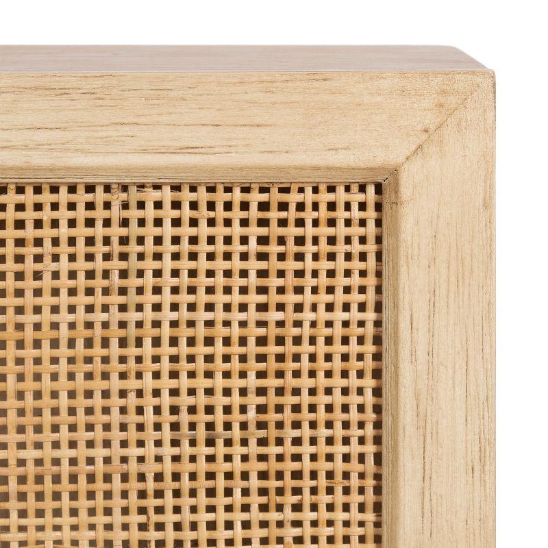 Natural Rattan and Wood Wall Cabinet with Shelves