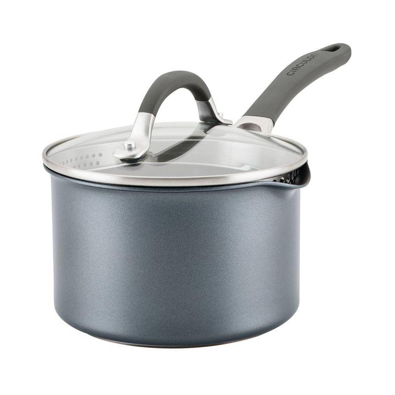 Circulon A1 Series with ScratchDefense Technology 2qt Nonstick Induction Straining Saucepan with Lid Graphite: Dishwasher-Safe Aluminum Cookware