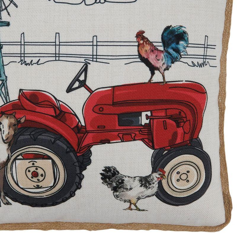 Saro Lifestyle Farm Tractor Throw Pillow With Poly Filling