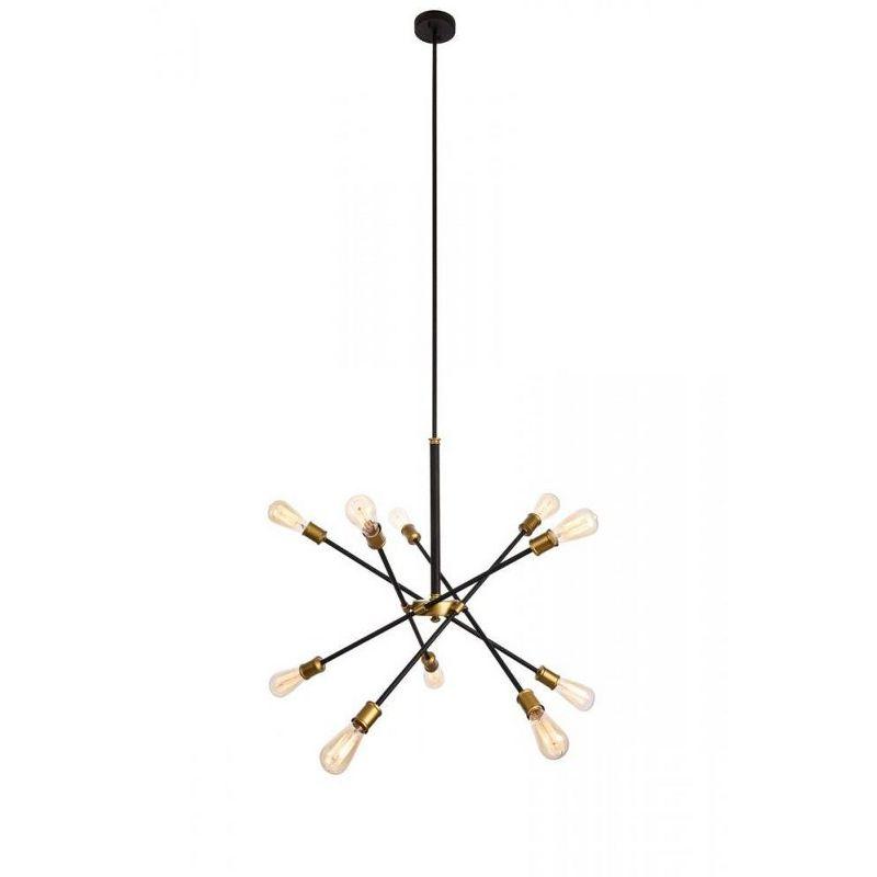 Elegant Lighting Axel Collection Chandelier D27.2 H32.5 Lt:10 Black and Brass Finish