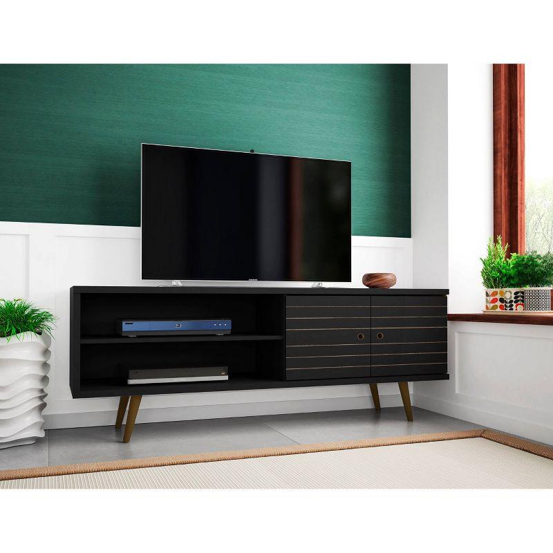 Liberty Modern 68'' Black Engineered Wood TV Stand with Cabinet