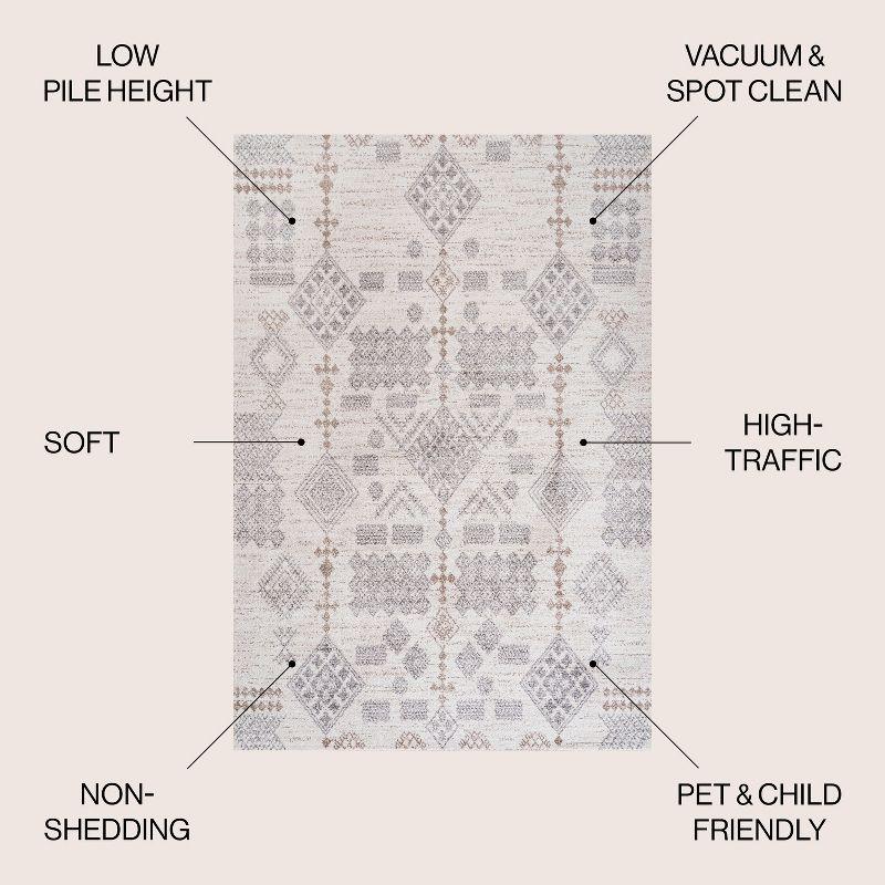 8'x10' Bhalil Berber Diamond Geometric Area Rug, Beige/Gray - JONATHAN Y