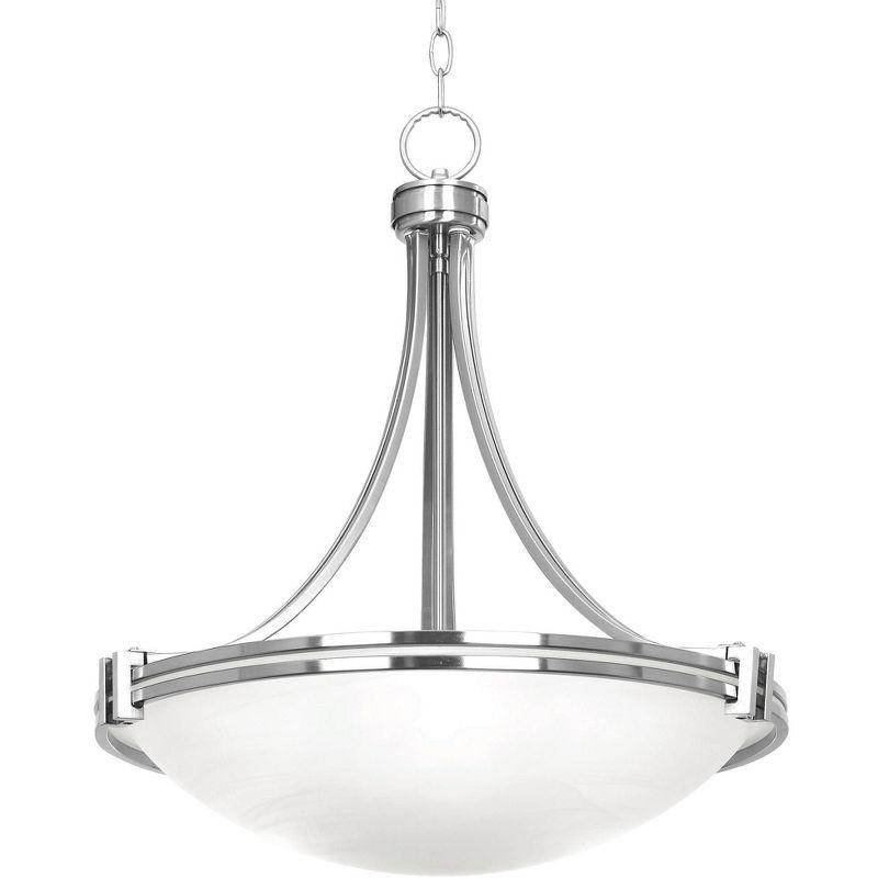 Possini Euro Design Deco Brushed Nickel Pendant Chandelier 21 1/2" Wide Modern White Marbled Bowl Glass 3-Light Fixture for Dining Room Kitchen Island