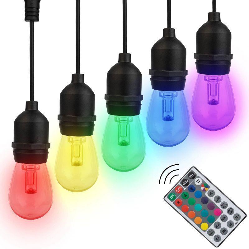 50ft Multi-Colored LED Outdoor String Lights with Remote