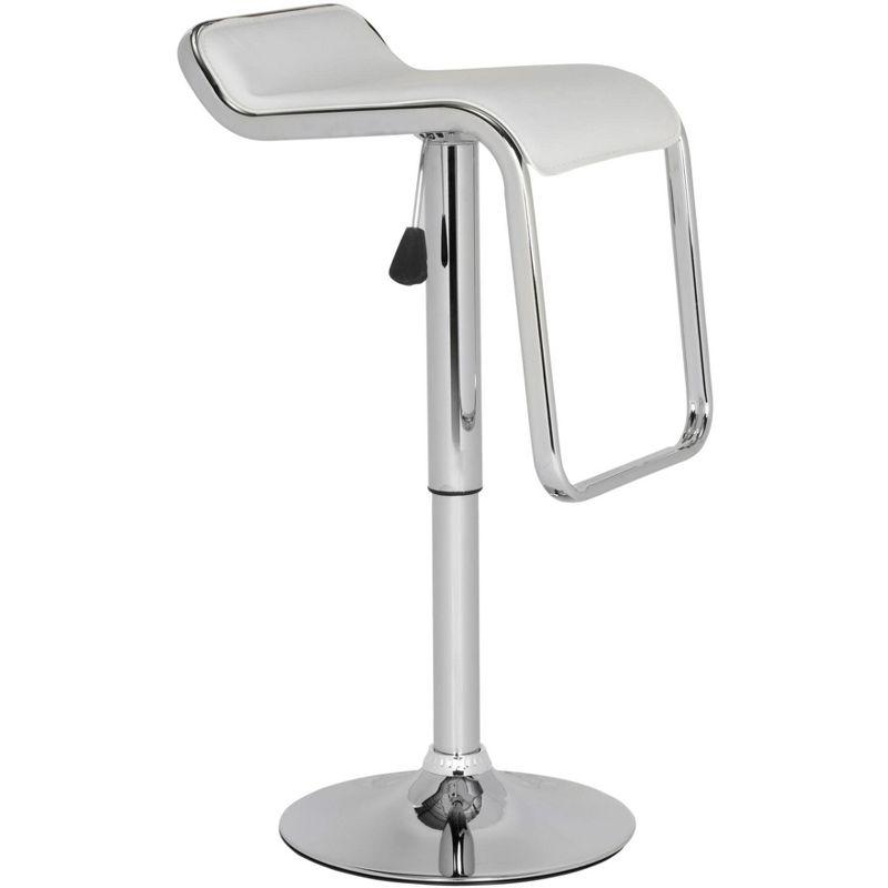 Taronda White Adjustable Swivel Bar Stool with Chrome Base