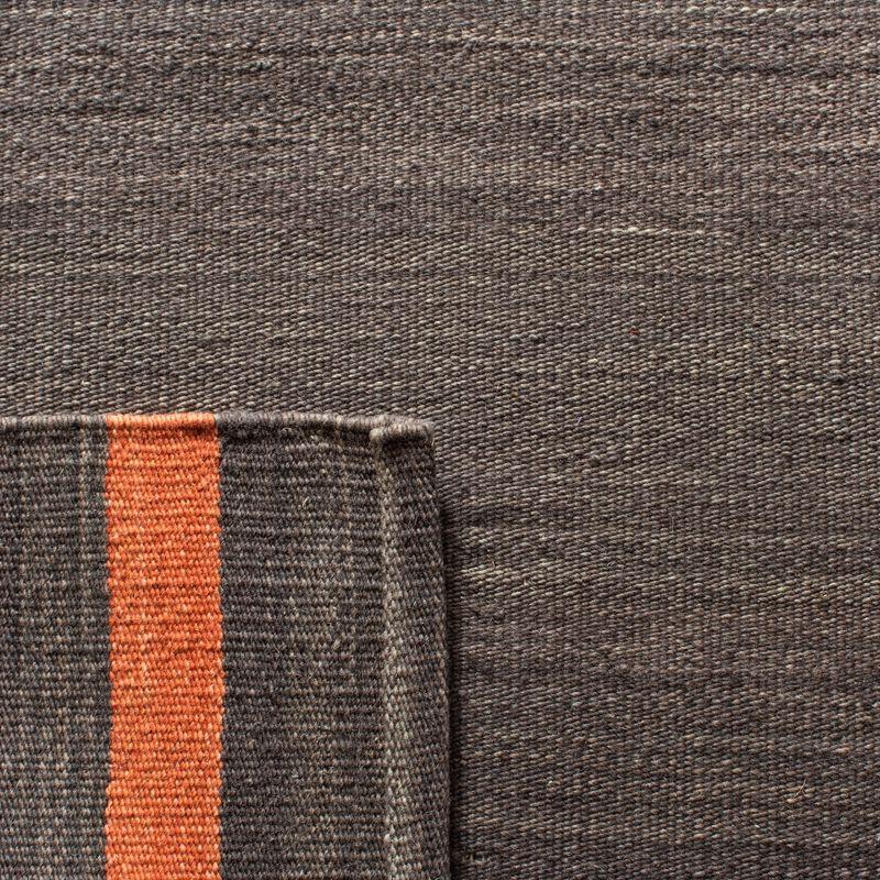 Kilim KLM952 Hand Woven Area Rug - Dark Grey/Orange - 5'x8' - Safavieh.
