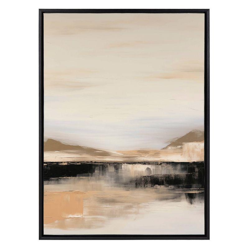 Peaceful Landscape Abstract Canvas Print in Black Frame