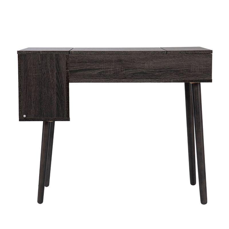 Harzen Storage Vanity with Mirror Black - Holly & Martin: Hidden Compartment, Telescoping Legs