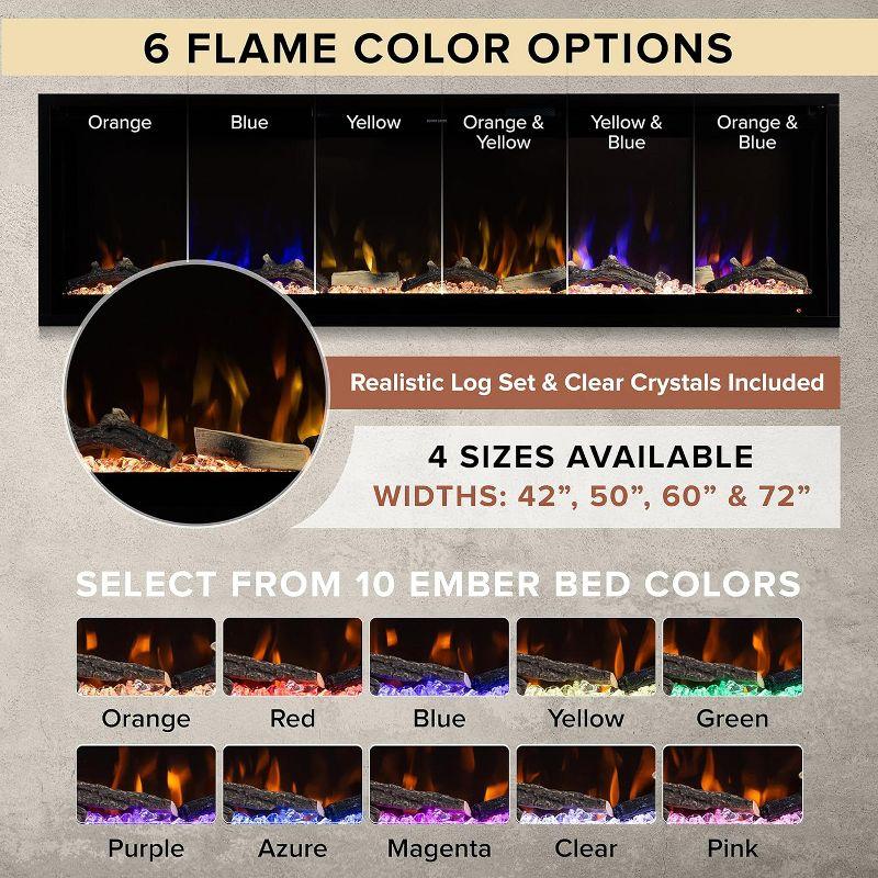 Modern Ember Aerus Smart Linear Electric Fireplace, Multiple Flame Colors-Voice Assistant Compatible