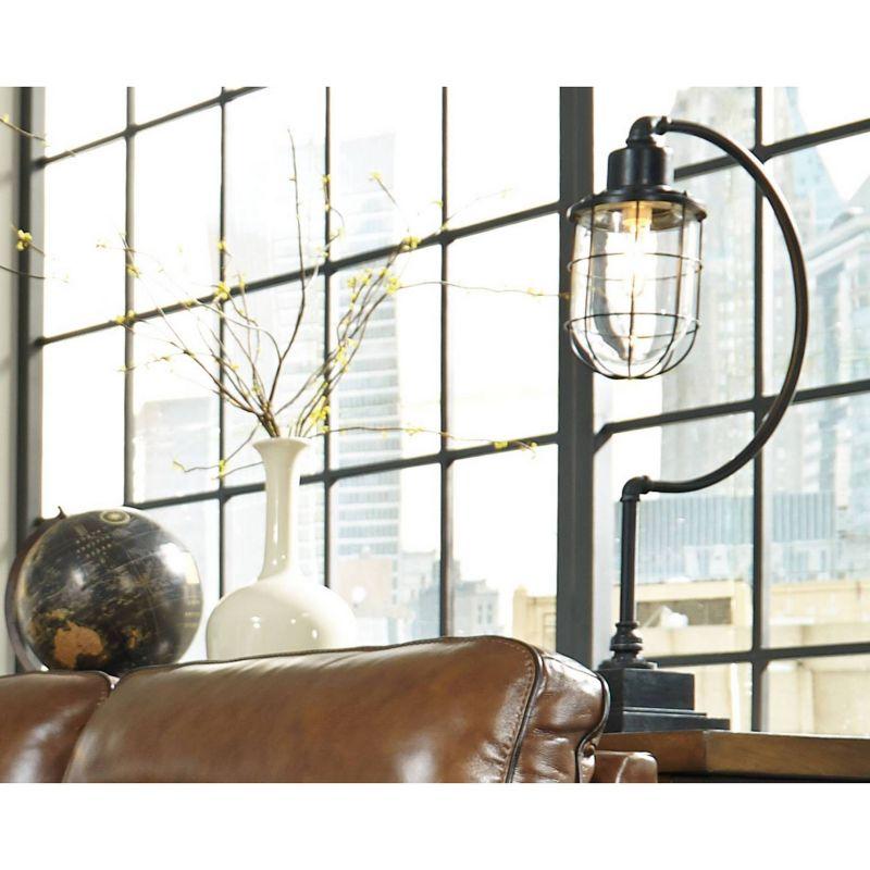 Edison Black Metal Desk Lamp with Glass Shade