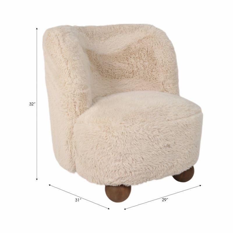 Sagebrook Home 32" Wood Round Ball Foot Accent Chair Ivory/Beige: Polyester Upholstery, Spot Clean