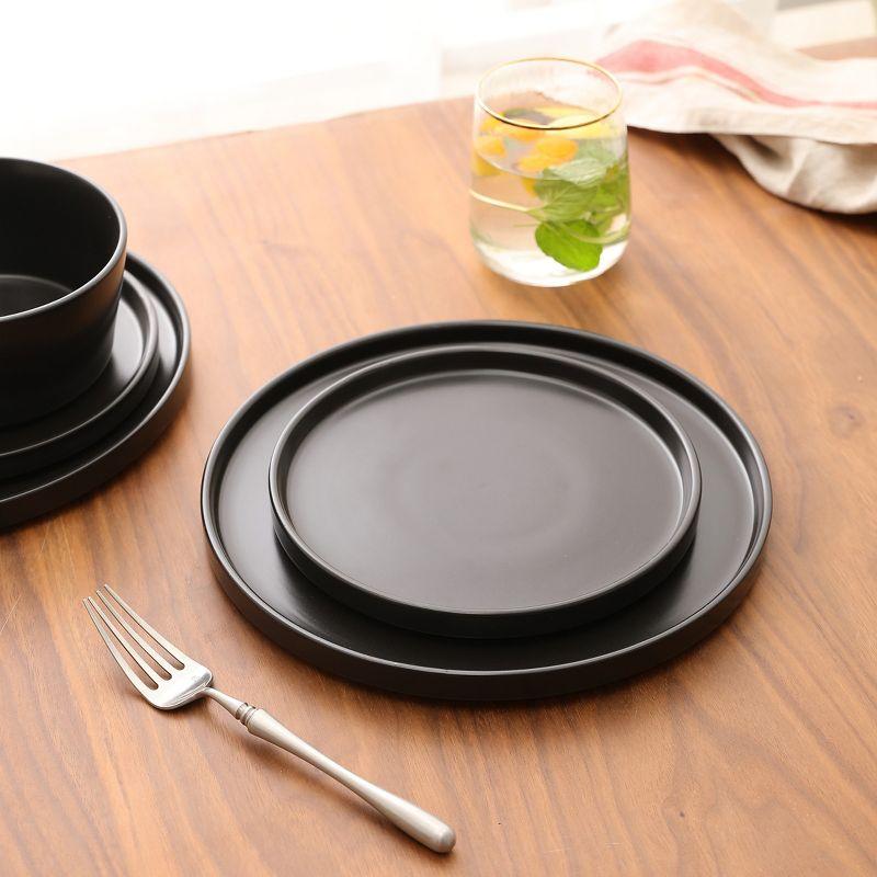 Black Matte Ceramic 24-Piece Dinnerware Set, Service for 8