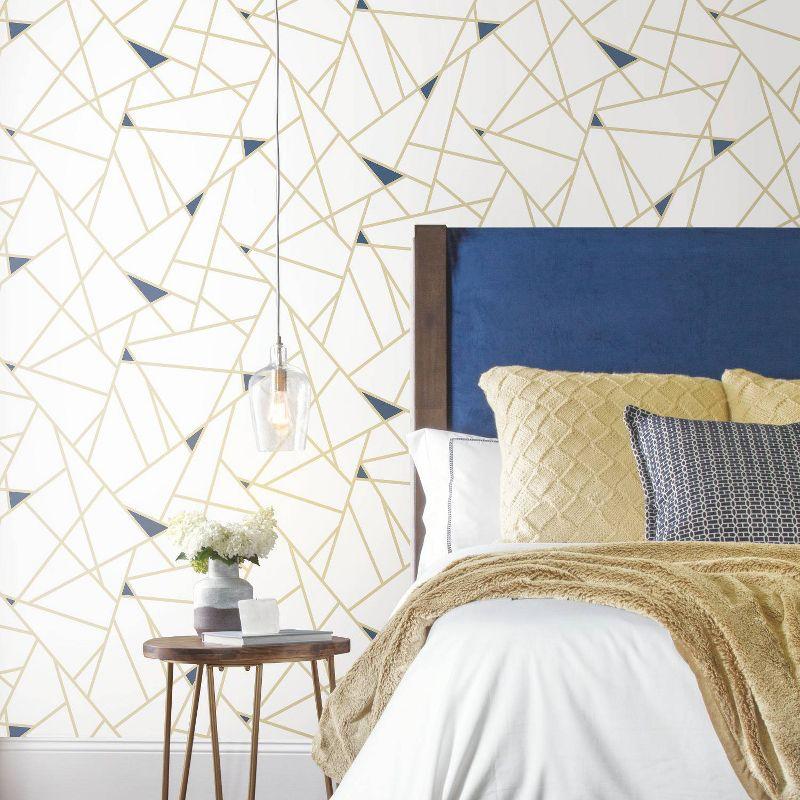 Gold Geometric Abstract Peel and Stick Wallpaper, 20.5" x 198"