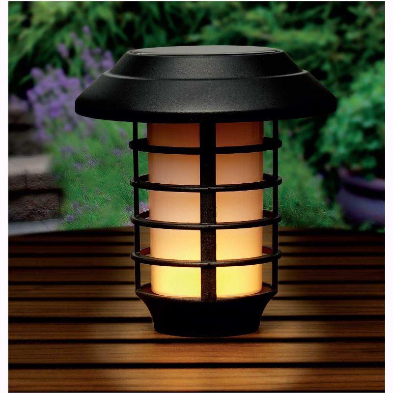 Black Solar Powered LED Pathway Light Set with Flame Mode