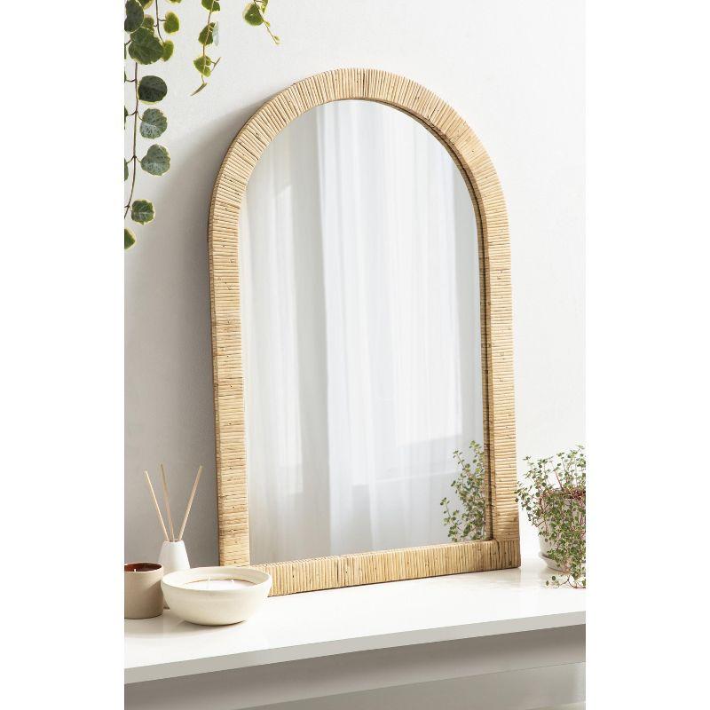 Natural Rattan Arch Wall Mirror, 20x30, Boho Design