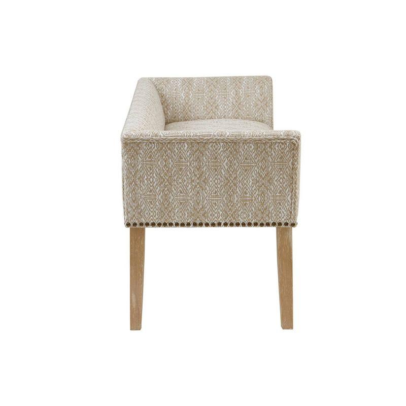 Madera Accent Bench Taupe: Madison Park, Rectangle, Nailhead Trim, Polyester Upholstery, Wood Legs