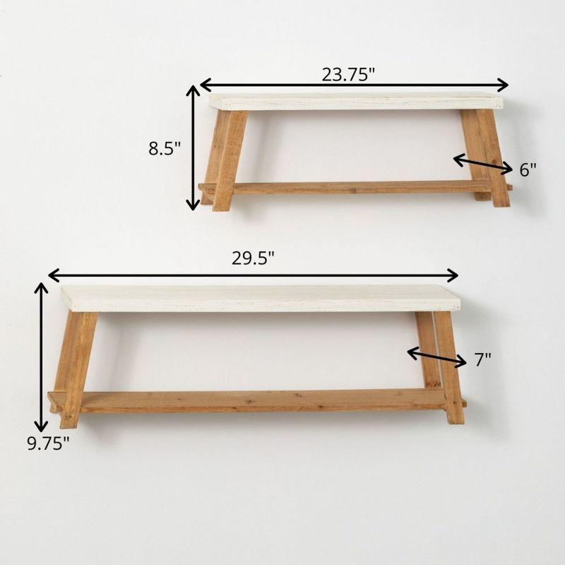 Sullivans Bench-Seat-Shaped Wall Shelf Set of 2, 9.75"H & 8.5"H White