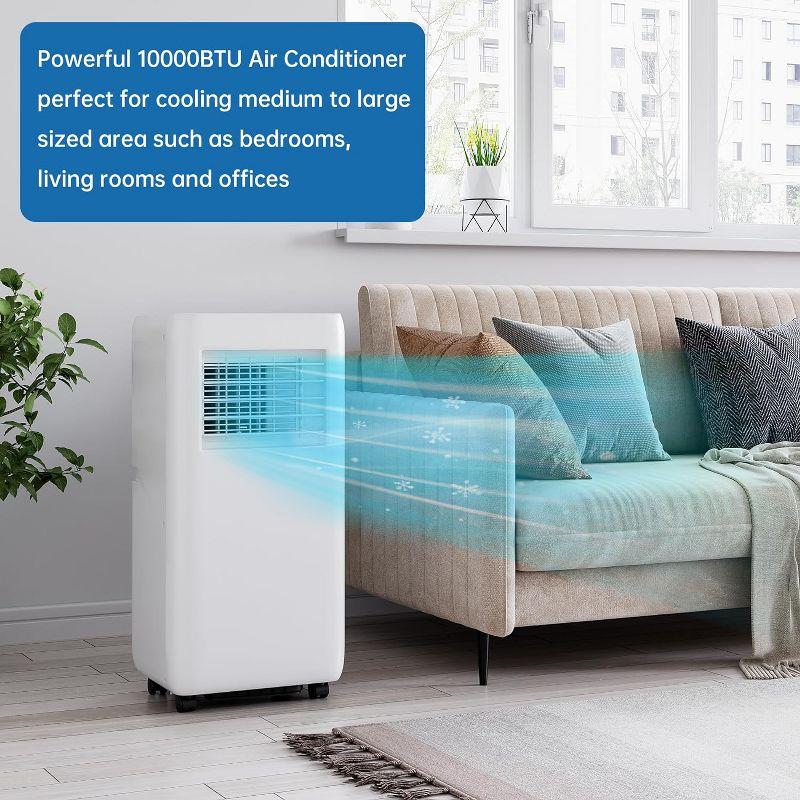 10000Btus Portable Air Conditioner 3-in-1 AC Unit With Dehumidifier and Fan Mode and Cooling, White