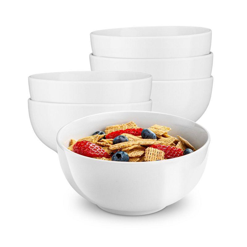Marshmallow White Ceramic Cereal Bowl Set, 24 Oz, Set of 6
