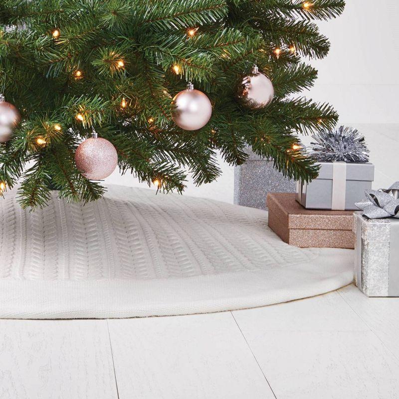 Cable Knit Christmas Tree Skirt Ivory - Wondershop™