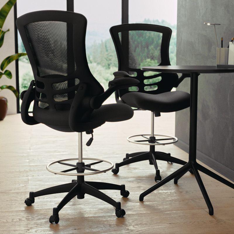 Archimedes Mid-Back Swivel Office Chair with Foot Ring and Flip-Up Arms
