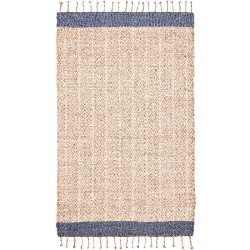 Boho-Chic Natural & Purple Handwoven Cotton Rug - 4' x 6'