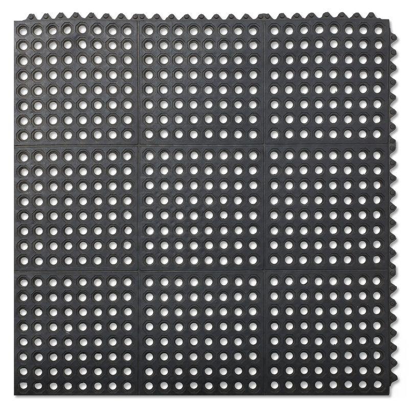 GRIDMANN Commercial Restaurant Floor Mat, 36" x 36" Interlocking Mat, Non-Slip and Grease Resistant Anti-Fatigue Rubber Kitchen Drainage Mat, Black