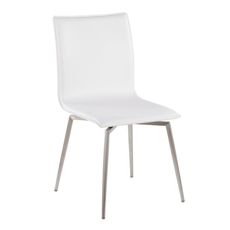 Elegant White Faux Leather Swivel Side Chair with Stainless Steel Base