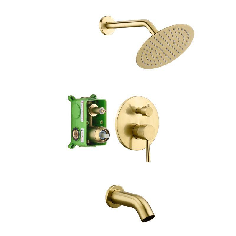 Brushed Gold Wall Mounted Rain Shower Faucet Set