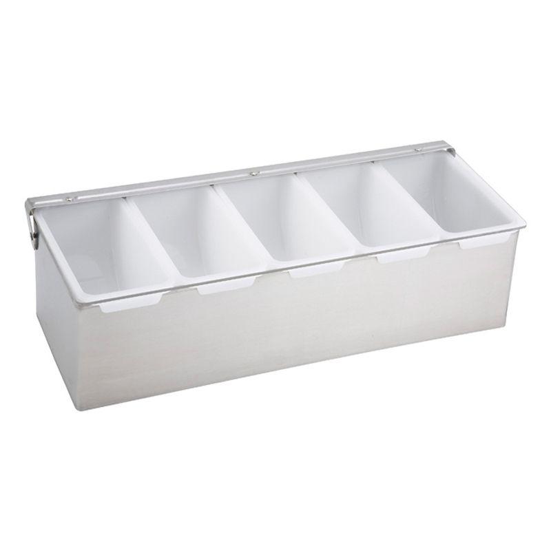 Silver Stainless Steel 5-Compartment Condiment Holder