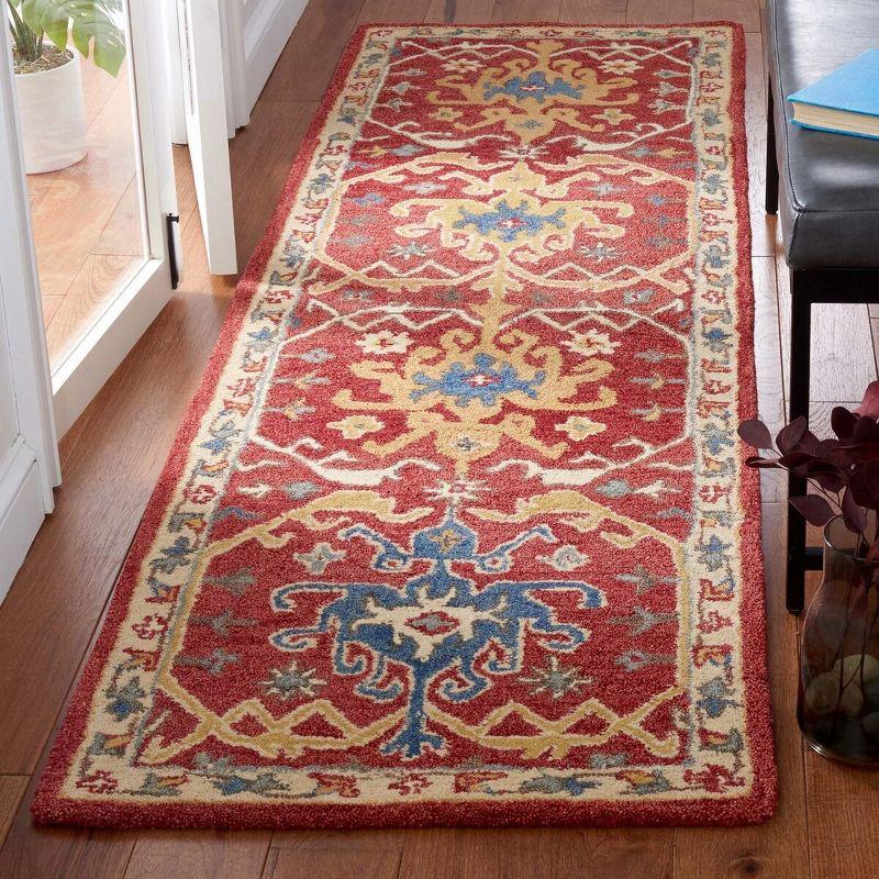 Red and Yellow Hand-Tufted Wool Runner Rug