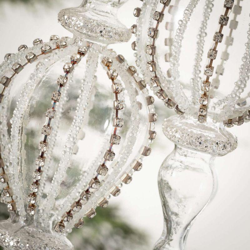 Opulent Beaded Crystal Finial Ornament Set of 2