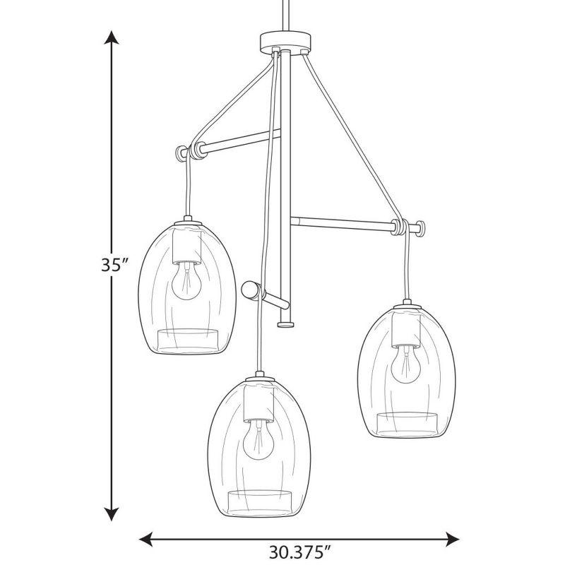 Progress Lighting, Caisson, 3-Light Pendant, Brushed Nickel, Clear Glass Shades Collection: Caisson, 3-Light Pendant, Brushed Nickel, Clear Glass