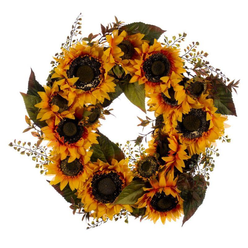 Sunny Meadow 24" Artificial Yellow Sunflower & Seed Grass Wreath