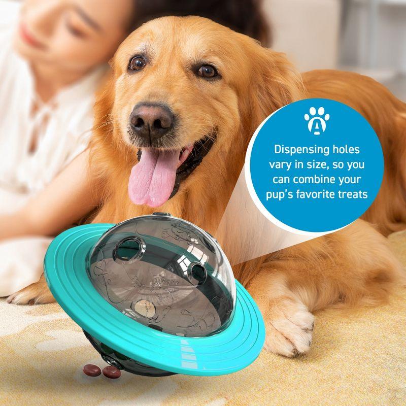 ANYPET Dog Planet Interactive Toy Puzzle Treat Ball, Food Dispensing Chew Toys for Medium to Large Dogs, Blue