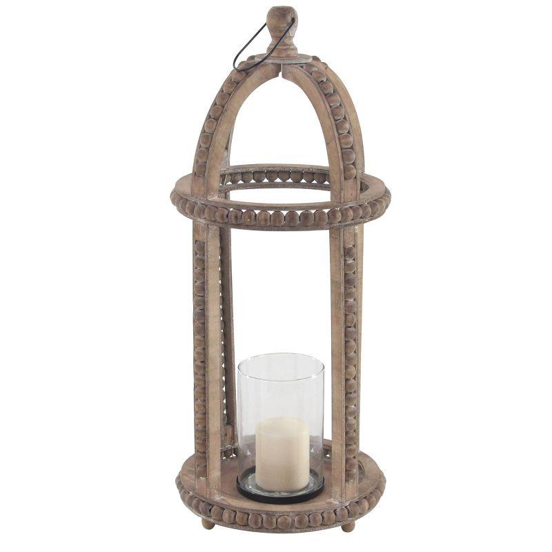 29" Brown Reclaimed Wood Hanging Candle Lantern