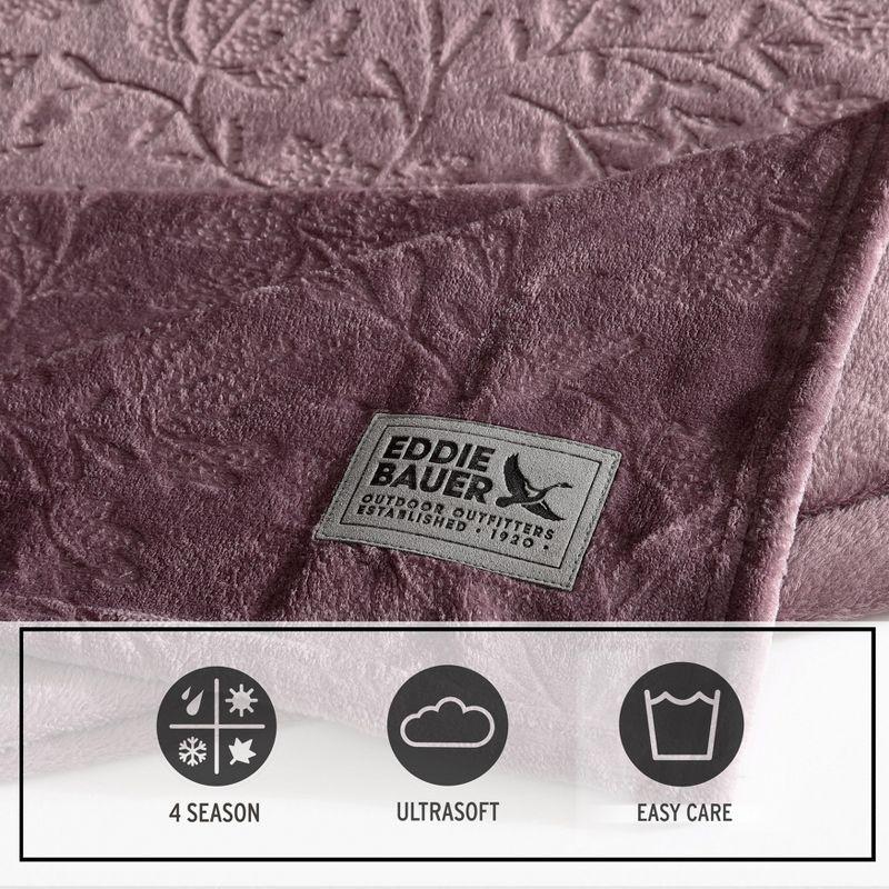 Eddie Bauer Eddie Bauer Woodblock Floral Embossed Signature Plush Throw Blanket