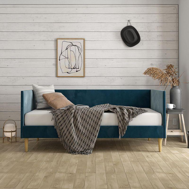 DHP Franklin Mid Century Upholstered Daybed, Twin Size, Blue Velvet